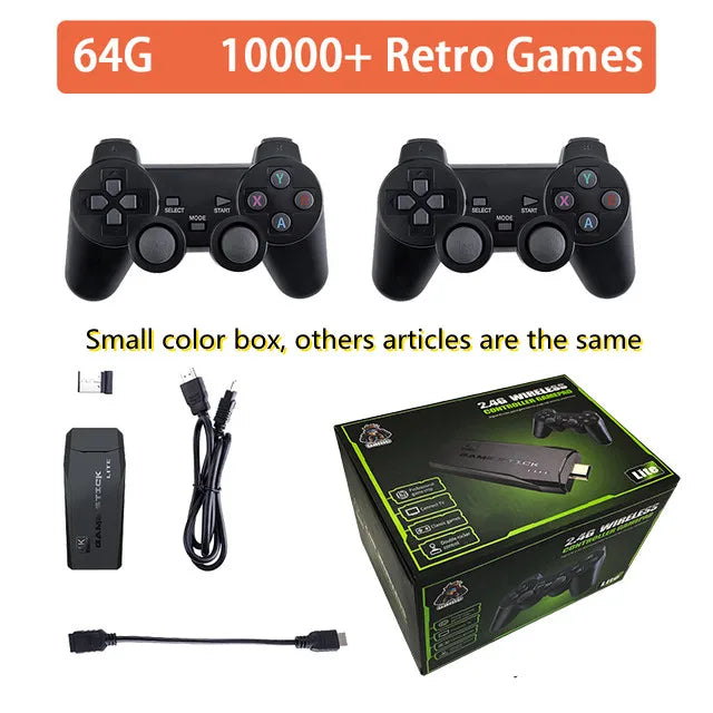 M8 Game Console Built-in 20000 + 64GB Two-person Wireless Controller 2.4G Stick 4K HDMI-compatible Xmas Gift