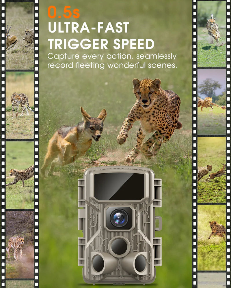 Trail Camera WiFi 2.7K 48MP Night Vision IP67 Waterproof 0.5s Trigger Speed for Outdoor Wildlife Detection Monitoring Game Cam