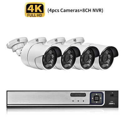 Gadinan 8CH POE NVR CCTV System Motion Detection Outdoor Color Night Vision Video Surveillance Kit 4K 8MP HD Security Camera Set