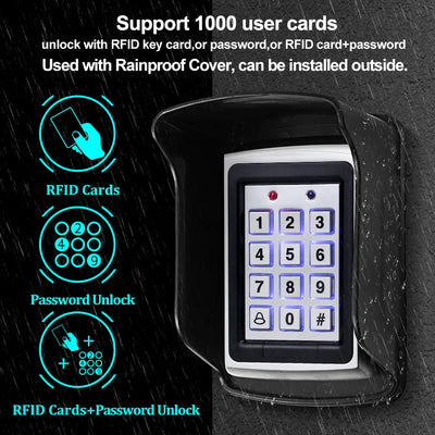 Metal RFID Access Control System Kit with Waterproof Cover+Electric 180KG Magnetic Lock+10 Keyfob+Power Supply+Exit Button