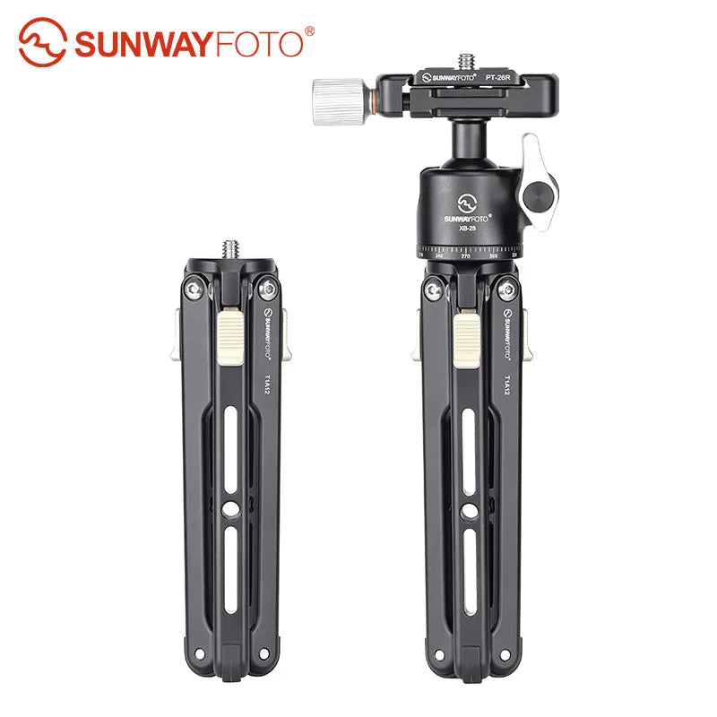 SUNWAYFOTO T1A12 Aluminium Alloy Table Top Tripod DSLR Camera Stand Professional  Tripod for Phone Camera Accessories Video