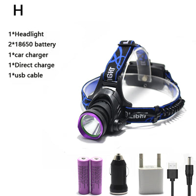 5000 Lumens LED Headlamp Waterproof Hunting Headlight Fishing Flashlight Head Lamp Light + 2x18650 battery+ Charger