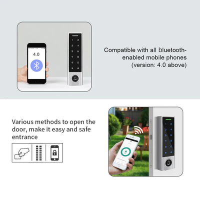 Bluetooth Tuya Mobile App Access Controller IP66 Waterproof 125Khz RFID Access Control Add Delete User by APP 1000 User Capacity