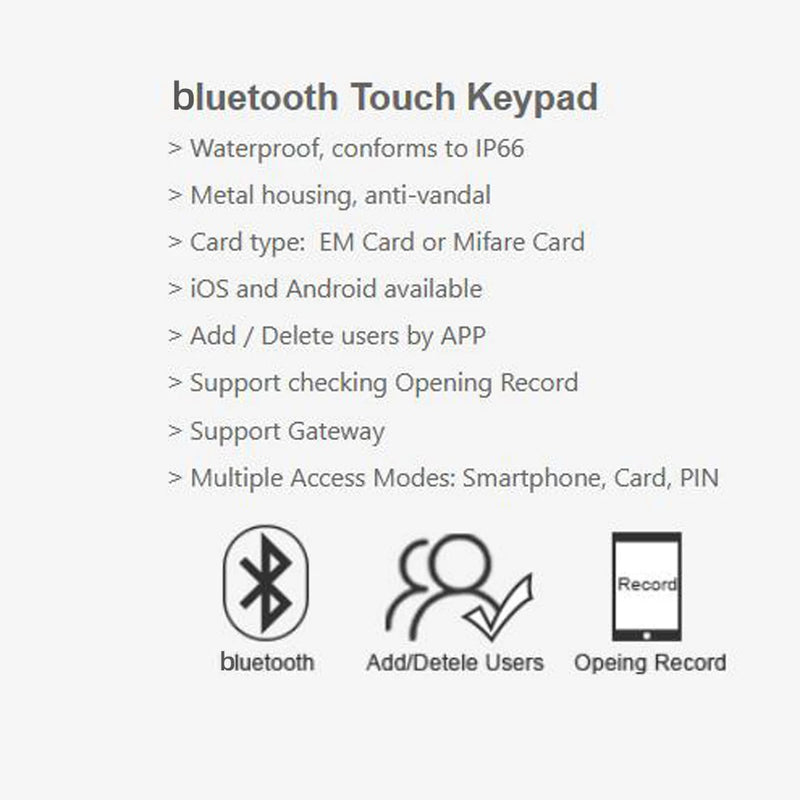 Bluetooth Tuya Mobile App Access Controller IP66 Waterproof 125Khz RFID Access Control Add Delete User by APP 1000 User Capacity