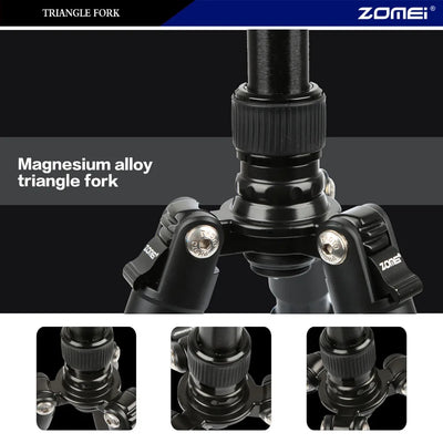 ZOMEI Q666 Professional Aluminium Alloy Tripod Kit Monopod Ballhead For Travel DSLR Camera Light Compact Portable Stand