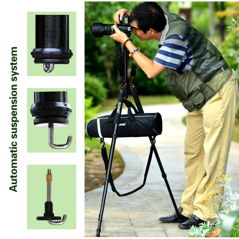 ZOMEI Z688 Tripod Magnesium Alloy Monopod Stand with Ball Head and Quick Release Plate for DSLR Camera