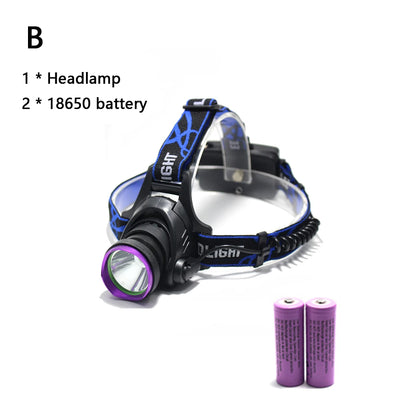 5000 Lumens LED Headlamp Waterproof Hunting Headlight Fishing Flashlight Head Lamp Light + 2x18650 battery+ Charger