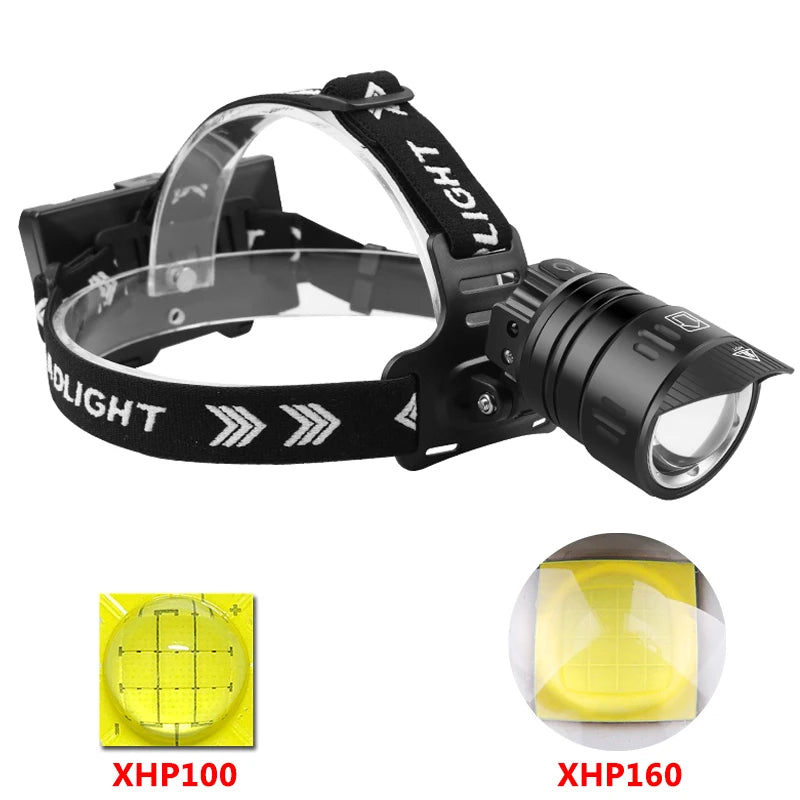 XHP160 1000000lm Sensor Led Headlamp Headlight Powerbank Head Lamp 3 Pcs 18650 Battery Bulbs Zoomable Lithium Ion Litwod 10h