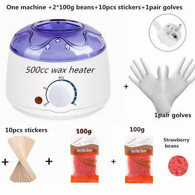 Electric Hair Removal Wax- Heater Wax Beans 10pcs Wood Stickers Hair Removal Sets Waxing Kit cera depilator