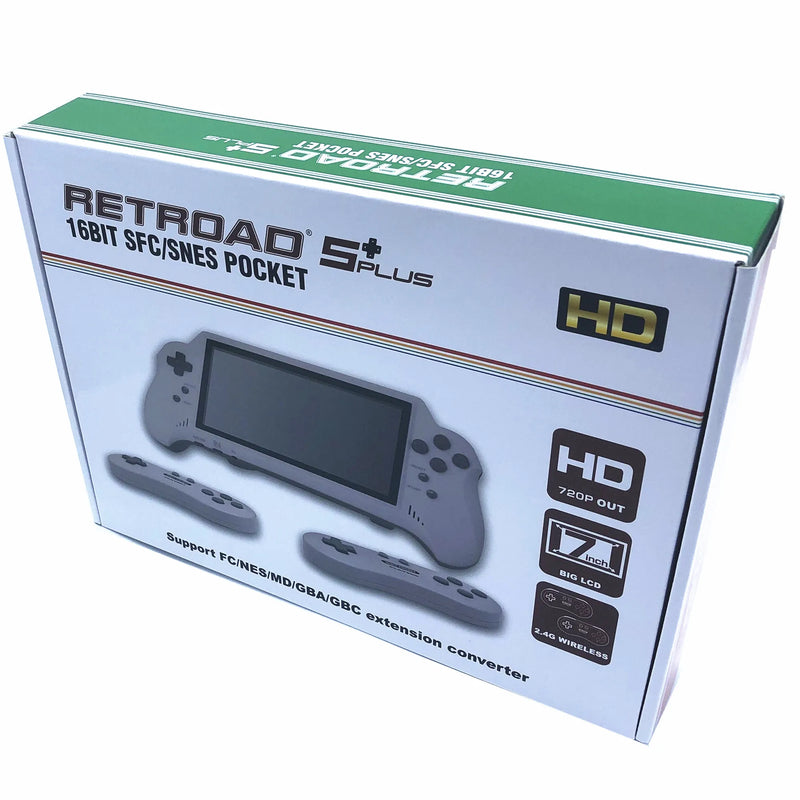 RETROAD 5+PLUS 16bit 7inch big screem HD ULTRA SNES POCKET  Video Game Console handheld game player  2.4G Wireless controllers