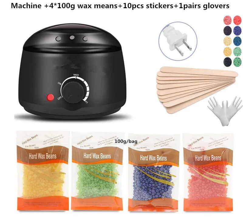 Electric Hair Removal Wax- Heater Wax Beans 10pcs Wood Stickers Hair Removal Sets Waxing Kit cera depilator