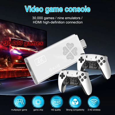 Video Game Console M8 PRO 64GB Built-in 30000+ Games with Two-person Handheld Wireless Controller Children's Game Christmas Gift