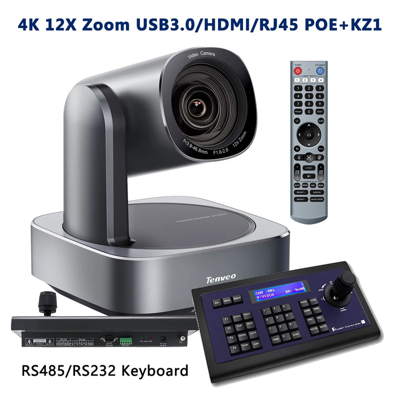 4K PTZ Conference Camera 8MP HDMI 12x Zoom USB3.0 IP Live Streaming Camera POE Support for Church Worship Education OBS VMix