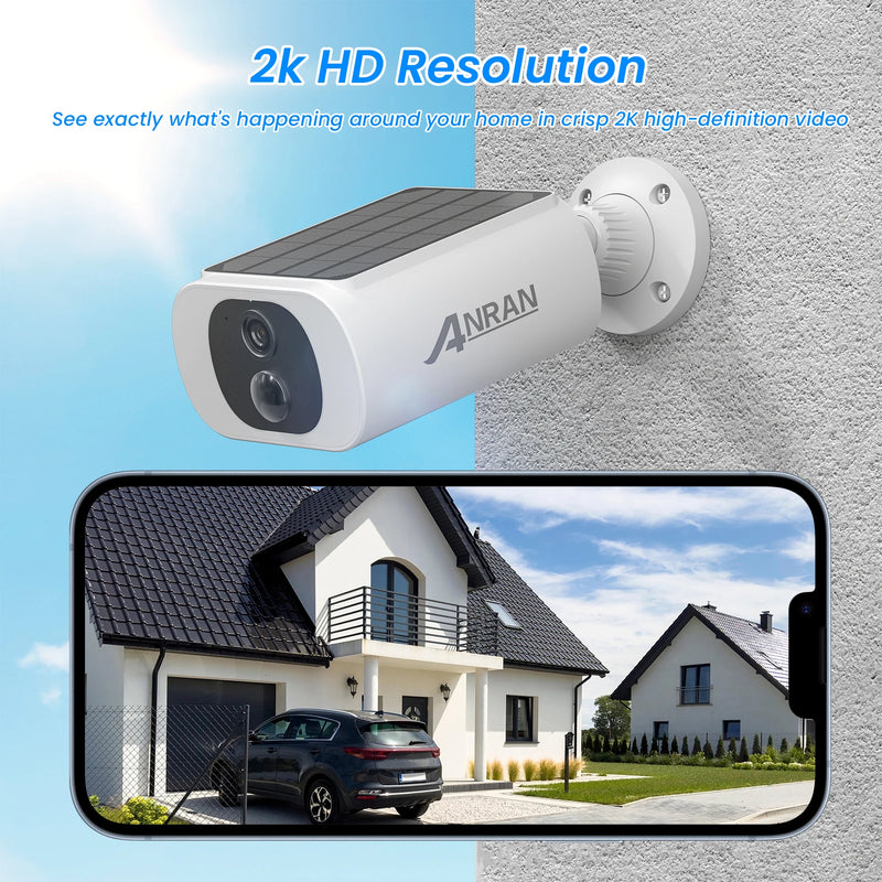 ANRAN 5MP Wireless Solar Camera Outdoor Surveillance Integrated Battery Wifi Camera Humanoid Detection Flash Alarm Night Vision