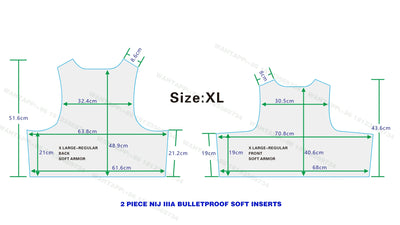 2 Pieces Front&Back custom XL Size BulletProof Plate NIJ IIIA 3A .44 PE Soft Ballistic Armour Inserts Tactical Panel For Vest