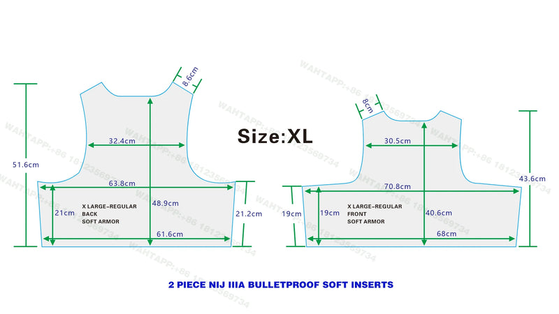 2 Pieces Front&Back custom XL Size BulletProof Plate NIJ IIIA 3A .44 PE Soft Ballistic Armour Inserts Tactical Panel For Vest