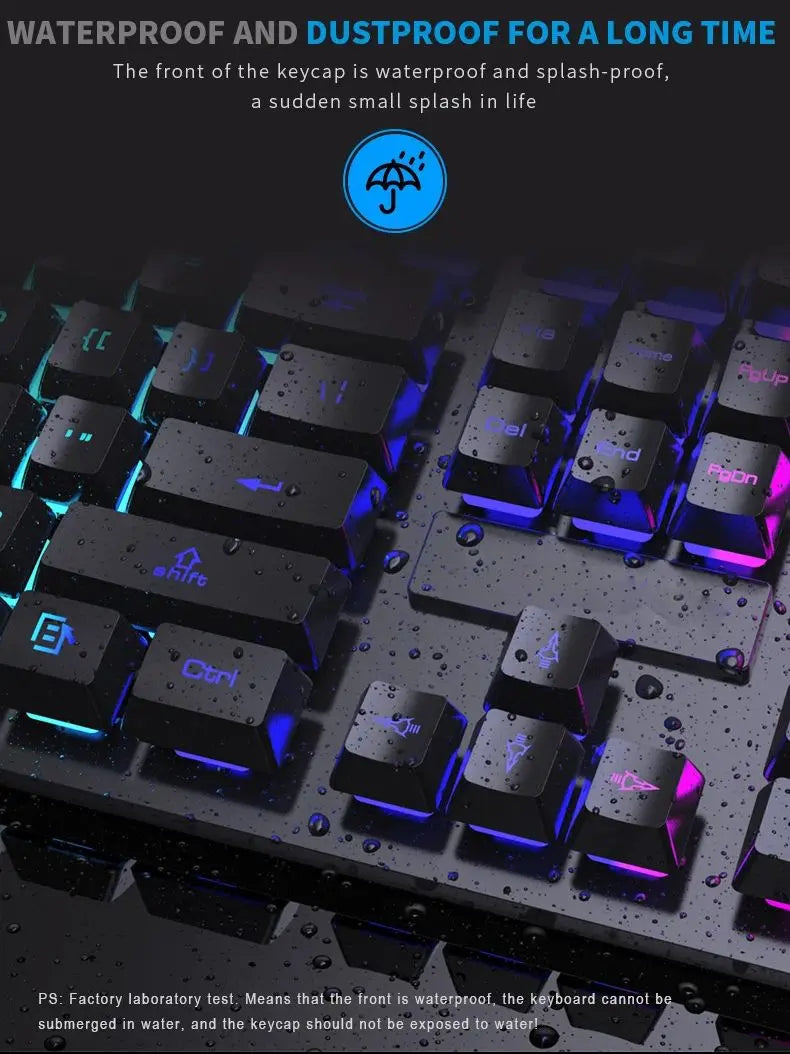 104Keys Wired Keyboard with RGB Backlit Breathing Light Gaming Ergonomic Keyboard And Mouse Set for Computer Laptop Gamer Office