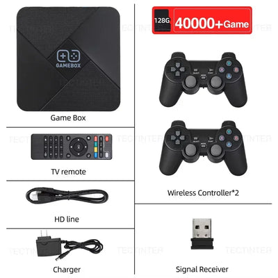 Dual-System 4K HD TV Game Player Game Stick Retro Video Game Console Built in 40000+ Games 128G TV Box 2.4G Wireless Controller