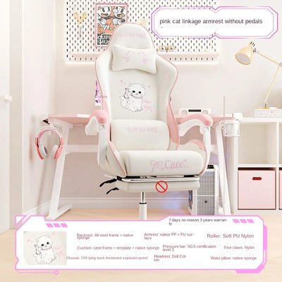 Pink Cute Gaming Chair Ergonomic Internet Celebrity Live Broadcast Computer Chair Home Office Lifting Rotating Reclining Seat