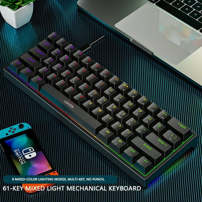 K620 Mini Gaming Mechanical Keyboard 61 Keys RGB Hotswap Type-C Wired Gaming Keyboard PBT Keycaps 60% Ergonomics Keyboards