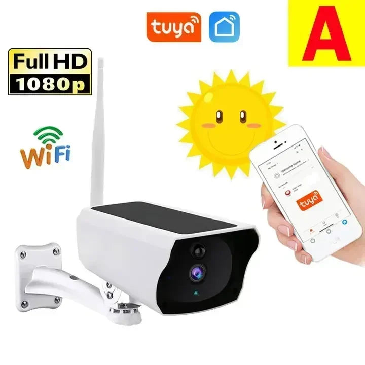 Tuya Smart Life 2MP WiFi Camera Solar Powered 2MP Security Wireless Battery Camera Home Surveillance IP66 Waterproof Outdoor PIR