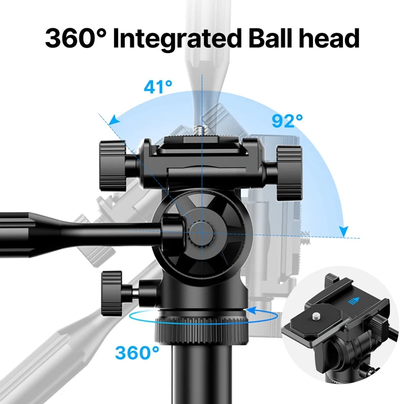 Ulanzi MT-65  Tripod Aluminum Professional Horizontal for Camera Mobile Phone Max 1.76M Tripods Bluetooth for Canon Nikon Sony