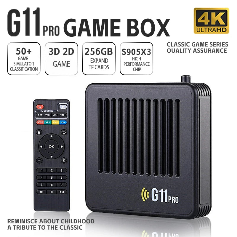 G11 Pro Game Box 4K HD TV Game Stick Video Game Console 128G Built in 40000 Retro Games Portable Game Player Wireless Gamepad