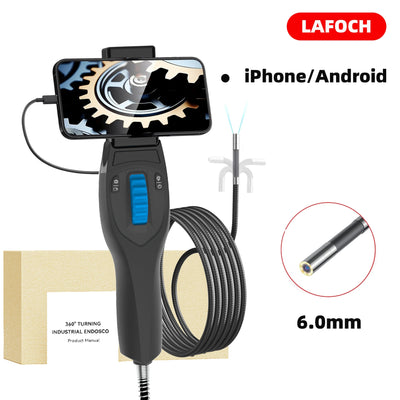 Articulating Borescope with 4.3'' Monitor 1080P 6.0MM HD Steerable Endoscope Camera  with Articulated Probe For Engine Inspect