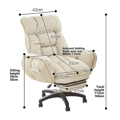 Luxury Ergonomic Office Chairs Dormitory Gaming Chair European Home Furniture Backrest Computer Armchair Bedroom Lazy Sofa Chair