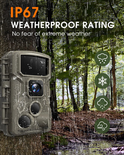 Trail Camera WiFi 2.7K 48MP Night Vision IP67 Waterproof 0.5s Trigger Speed for Outdoor Wildlife Detection Monitoring Game Cam