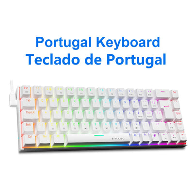 E-YOOSO Z686 RGB USB 60% Mini slim Mechanical Gaming Wired Keyboard Red Switch 68 Keys Russian Brazilian Portuguese for Compute