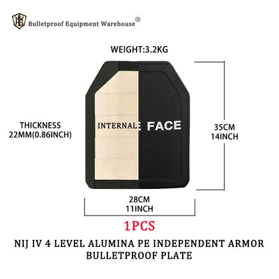 High Quality ISO Certified 11x14 Inch 22mm Ceramic Plus PE Composite Bulletproof Plate Protection Independent Protection Armor