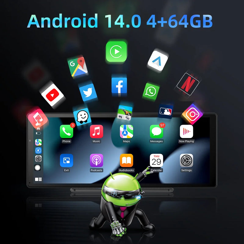 11.3 Inch 8 Core Android 14  4+64GB Multimedia Player Carplay  Android Auto 5G WiFi Google Player Youtube Netflix OTA Upgrade