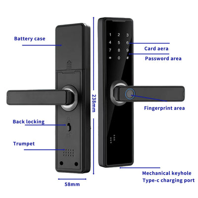 Tuya APP Intelligence Lock Biometric Fingerprint Smart Keyless Access Password IC Card Smartlife Support 5 Language