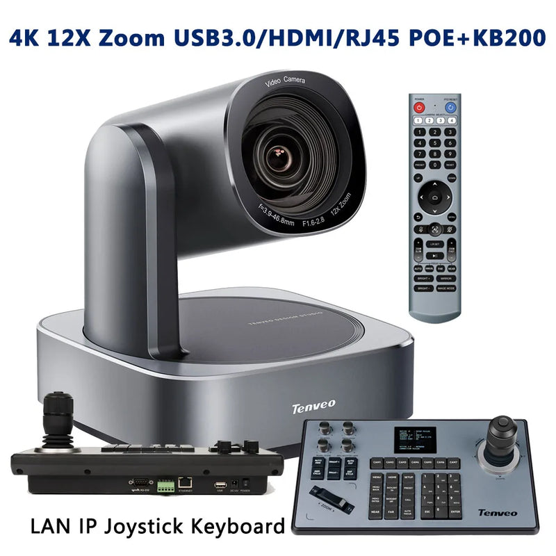 4K PTZ Conference Camera 8MP HDMI 12x Zoom USB3.0 IP Live Streaming Camera POE Support for Church Worship Education OBS VMix