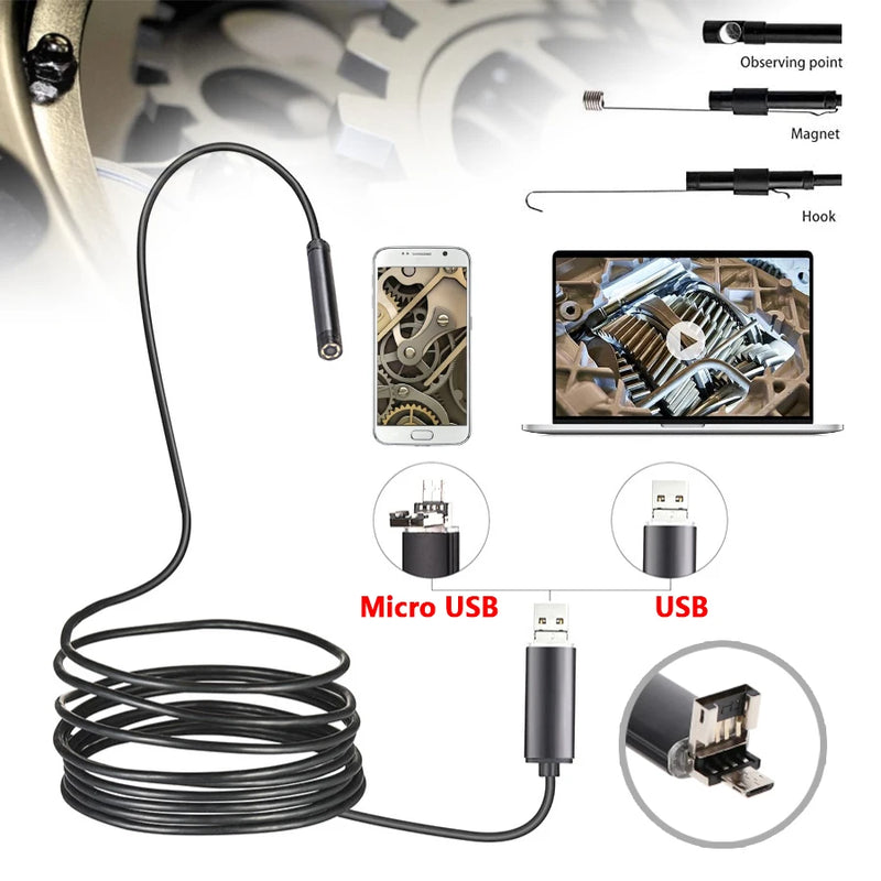 5.5/7mm Usb Automotive Piping Sewer Video Endoscope Inspection Camera For Android Smartphone Cell Phone Drain Endoscope