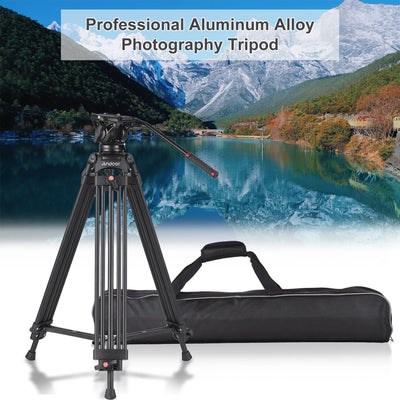 Andoer Professional Camera Tripod Stand Photography 180cm with with 360° Panorama Fluid Hydraulic Bowl Head for DSLR Cameras