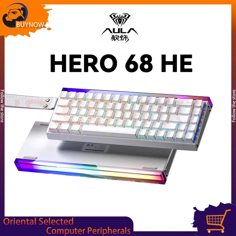 New Aula Hero 68he Magnetic Switch Gaming Keyboard E-Sports Game Mechanical Rgb Wired Keyboard Alternative Madlions Nano 68