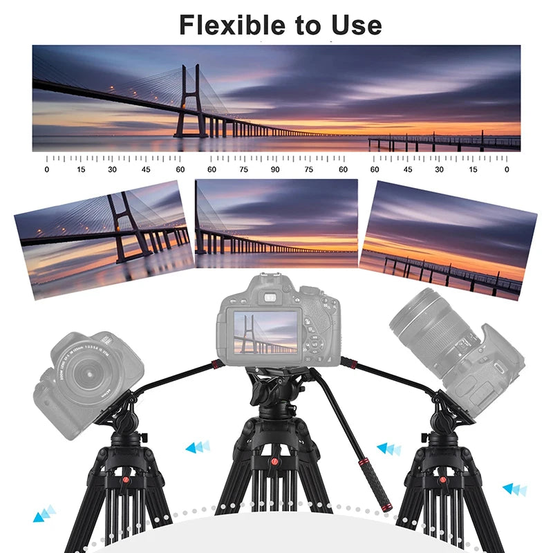 Professional Photography Tripod D1801 Stand Aluminium Alloy Panorama Head 3Section Payload 10kg for DSLR Camera Camcorder