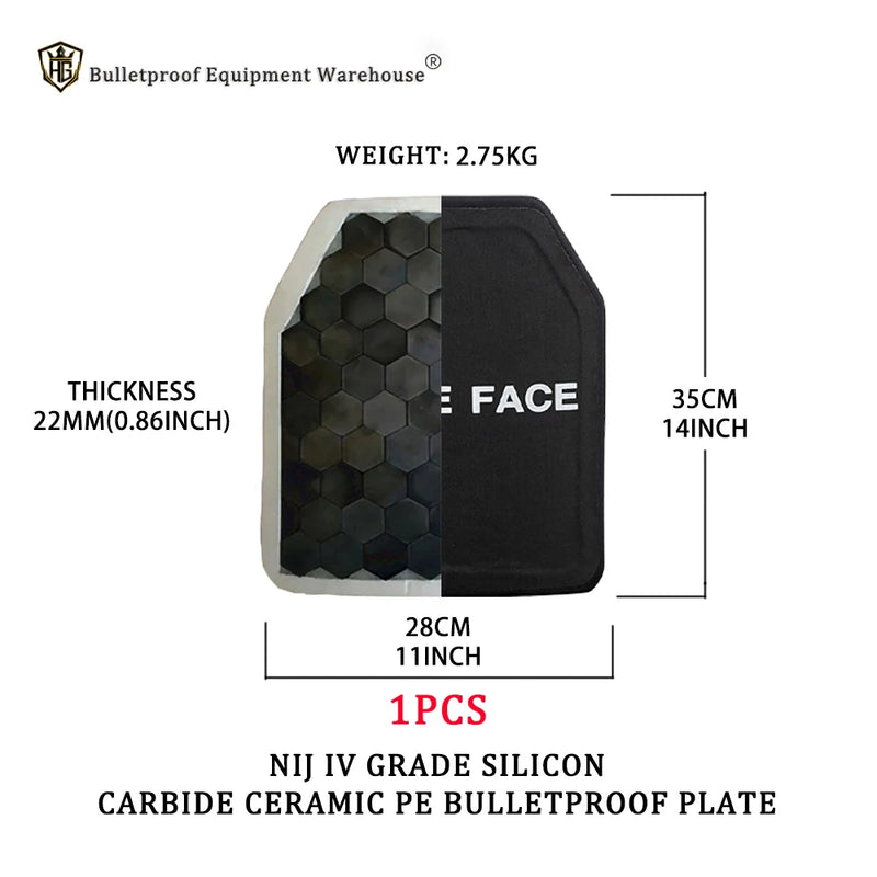 High Quality ISO Certified 11x14 Inch 22mm Ceramic Plus PE Composite Bulletproof Plate Protection Independent Protection Armor