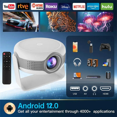 Tripsky T269 PRO Smart Projection 4K HD 280ANSI 720P Android 12.0 2.4G/5G Electronic Focus Android Projector