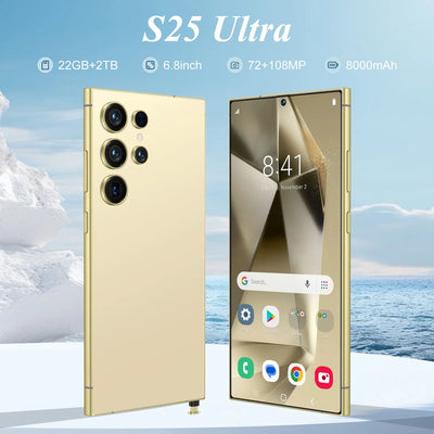 New2025 S25 Ultra smartphone 5G 6.8-inch high-definition full screen Android 14 Camera 108MP Battery 8000mAh Fingerprint unlock