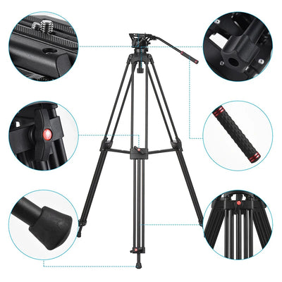 Professional Photography Tripod D1801 Stand Aluminium Alloy Panorama Head 3Section Payload 10kg for DSLR Camera Camcorder