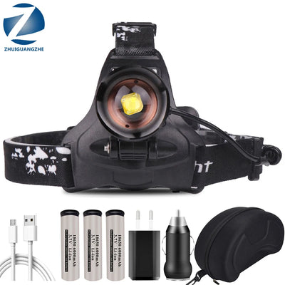 Led Headlamp XHP100 9-Core Zoomable Headlight Waterproof Powerbank USB Rechargeable 18650 Battery Head Flashlight Lamp