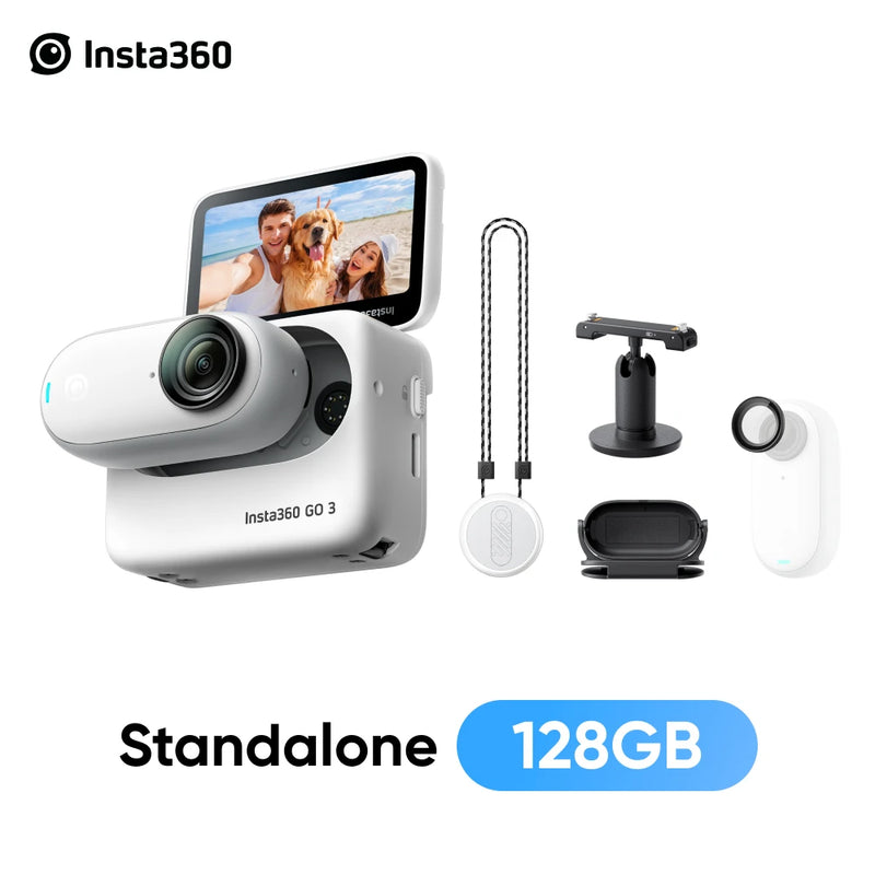 Insta360 NEW GO 3 Tiny Action Camera – Standalone Version for 32/64/128GB, Mount Anywhere, 2.7K POV.