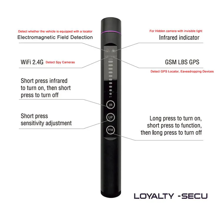 Anti Spy Detector Hidden Camera Detector RF Bug Hidden Device Detector, Counter Surveillance Detector Finder, Smart Pen Detector