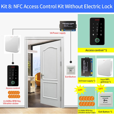 IP67 Waterproof Outdoor Access Control Keypad Sets with power supply control door Kits Fingerprint Bluetooth NFC Opener System