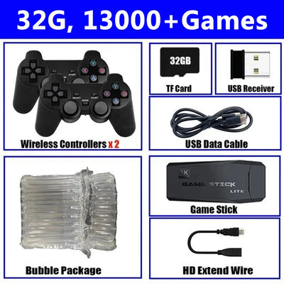 Video Game Console Built-in 20000+ Games Retro Handheld Game Player 64G 4K TV Game Stick 2.4G Wireless Controller Gamepad