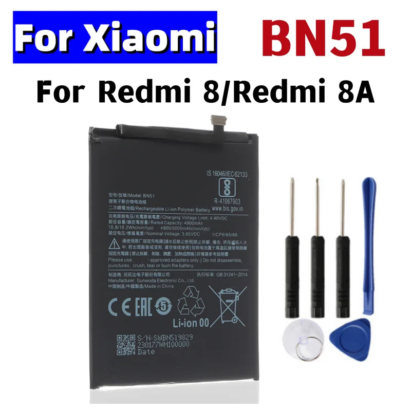 BN51 New High Quality Battery BN51 5000mAh For Redmi 8/8A Phone Replacement Batteries + Free Tools