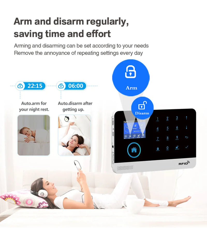 MULO Alarm System for Home Burglar Security WiFi GSM PG103 4G Alarma Wireless Tuya Smart House App 433MHz With Screens PIR Motio